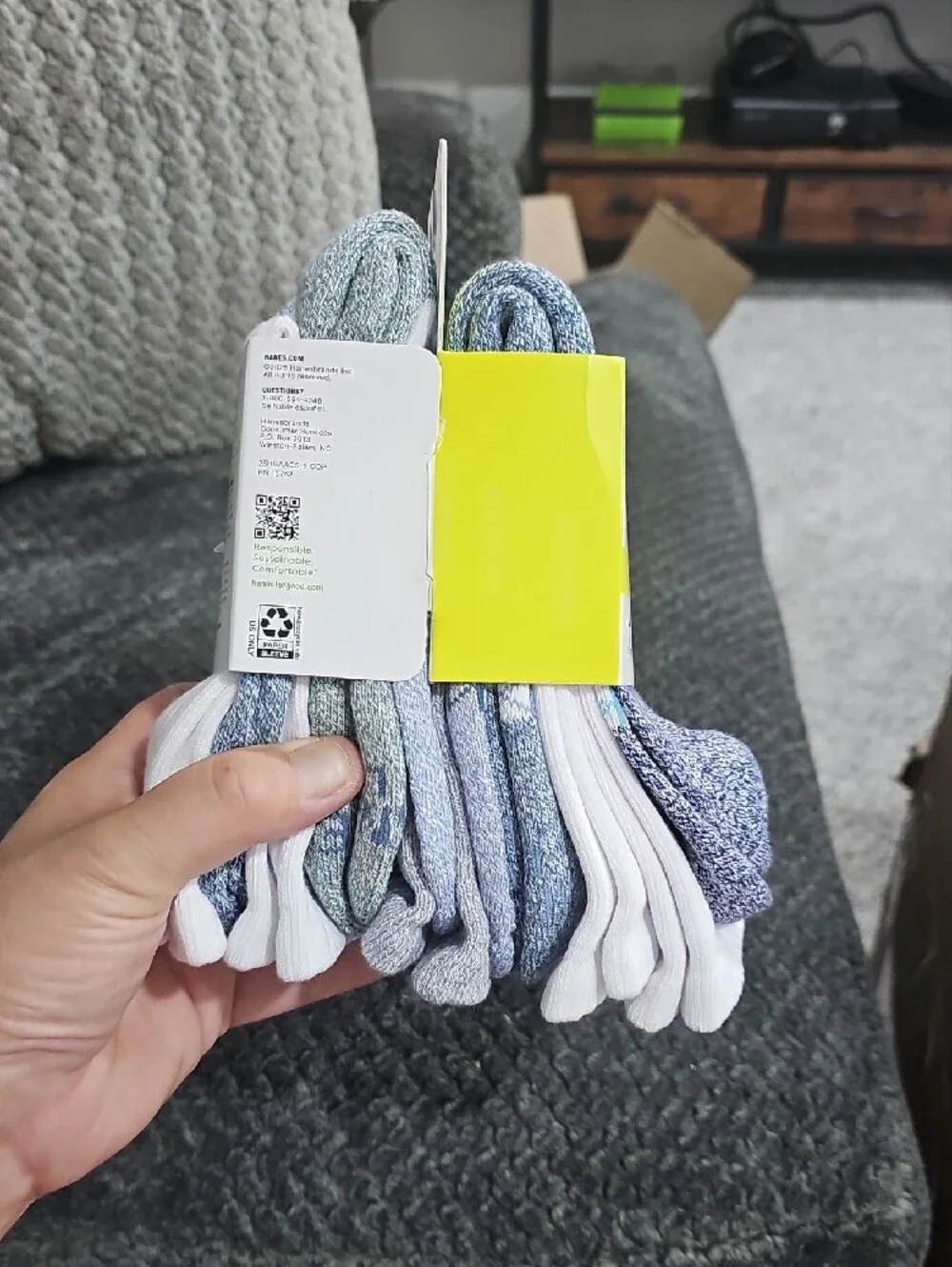 Hanes Absolute Active Boys' Crew Socks - Blue & White